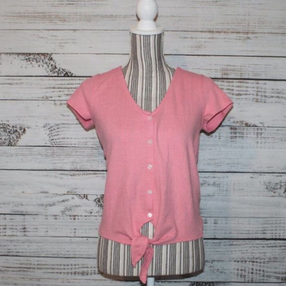 J.Crew Textured tie-front top Pink Begonia